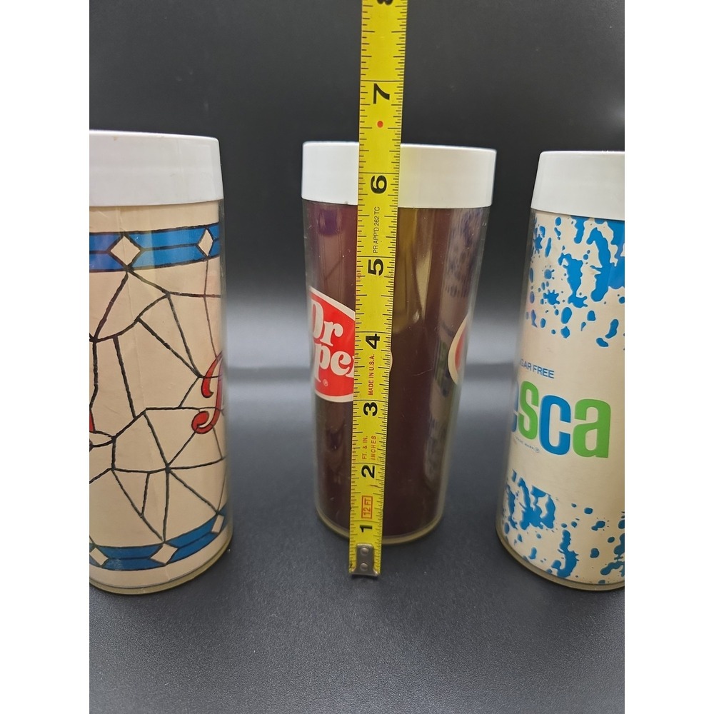 Vintage Thermo-Serv Glasses Pepsi Cola Fresca Dr. Pepper 3pc Set 1970's - Picture 4 of 4